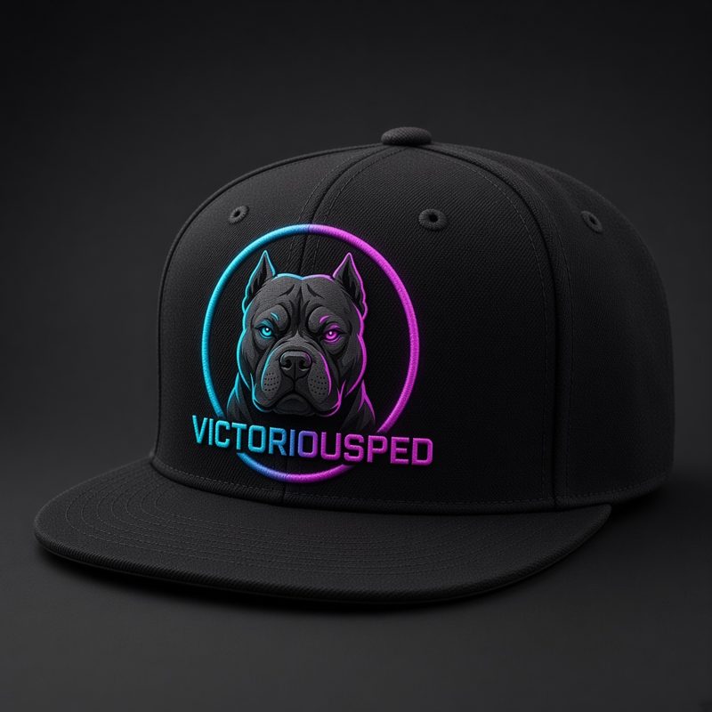 Black 59/50 fitted cap with the neon VictoriousPed mark