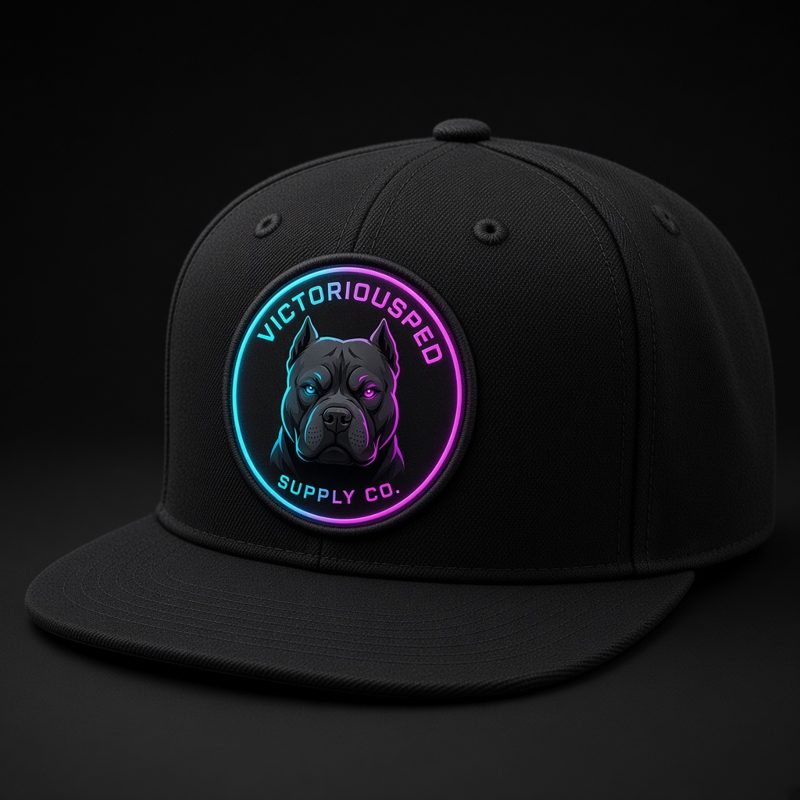 Black 59/50 fitted cap with the VictoriousPed Supply Co. patch
