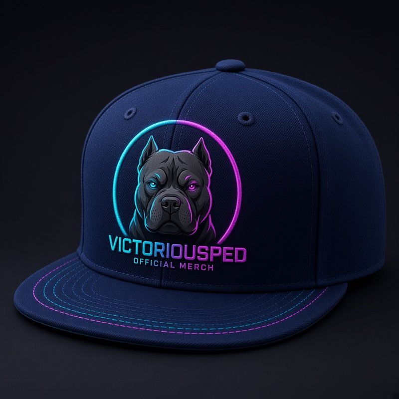 Navy 59/50 fitted cap with the neon VictoriousPed mark